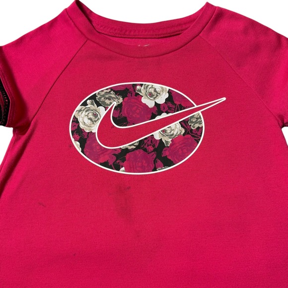 Nike Girls' Outfit Set Floral Logo T-Shirt & Leggings Pink Black Size 4T - Picture 3 of 12